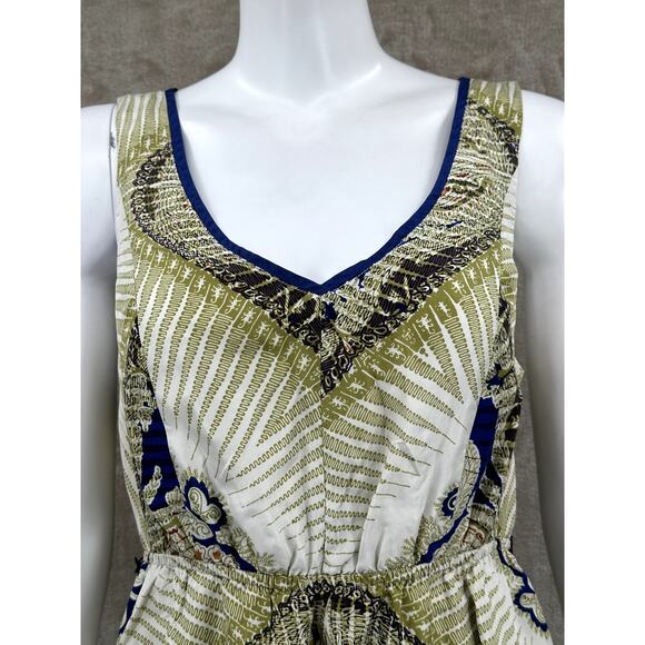 Edme & Esyllte Anthropologie Dress Women Medium Geo Scarf Print 100% Silk Boho - Picture 2 of 9